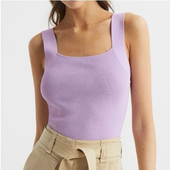 NWOT Women’s Reiss Tamara Square Neck Knit Tank in Purple SZ S - Picture 1 of 7